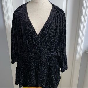 Black Velvet 3/4 Sleeve Blouse by Anthropologie